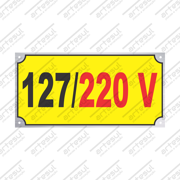 PLACA BIVOLT - 127/220 - ALUMINIO - 20CM X 10CM Artesul Placas